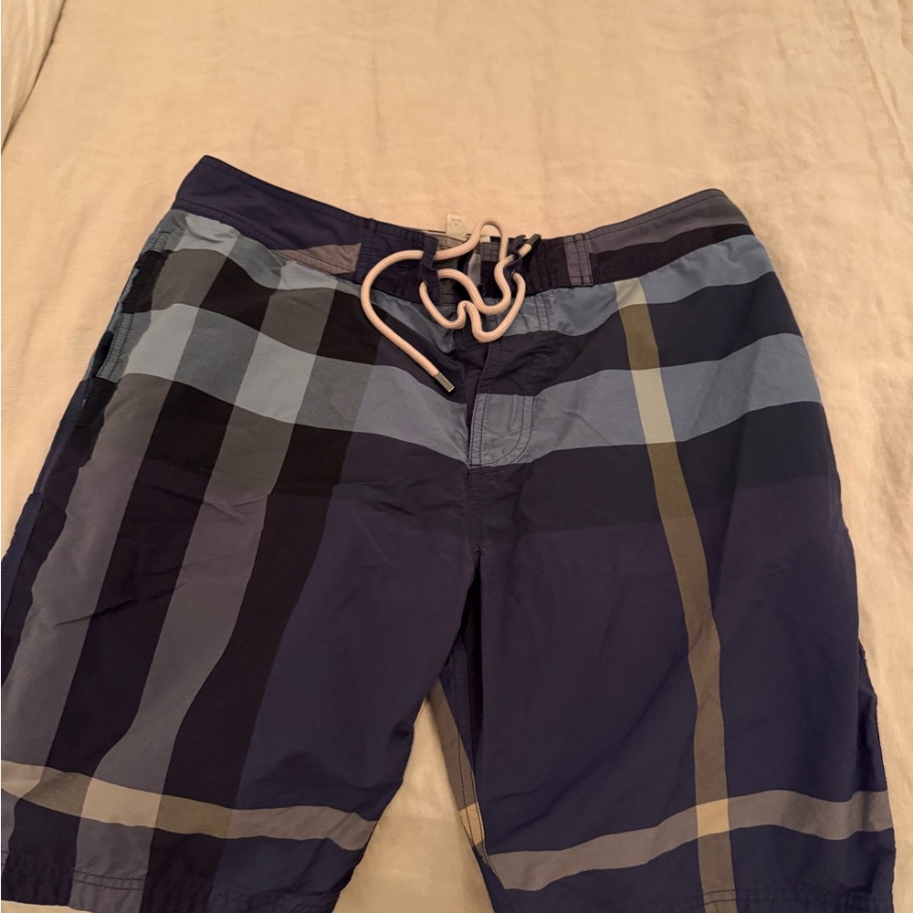 Burberry Blue and Black Board Shorts Swimwear